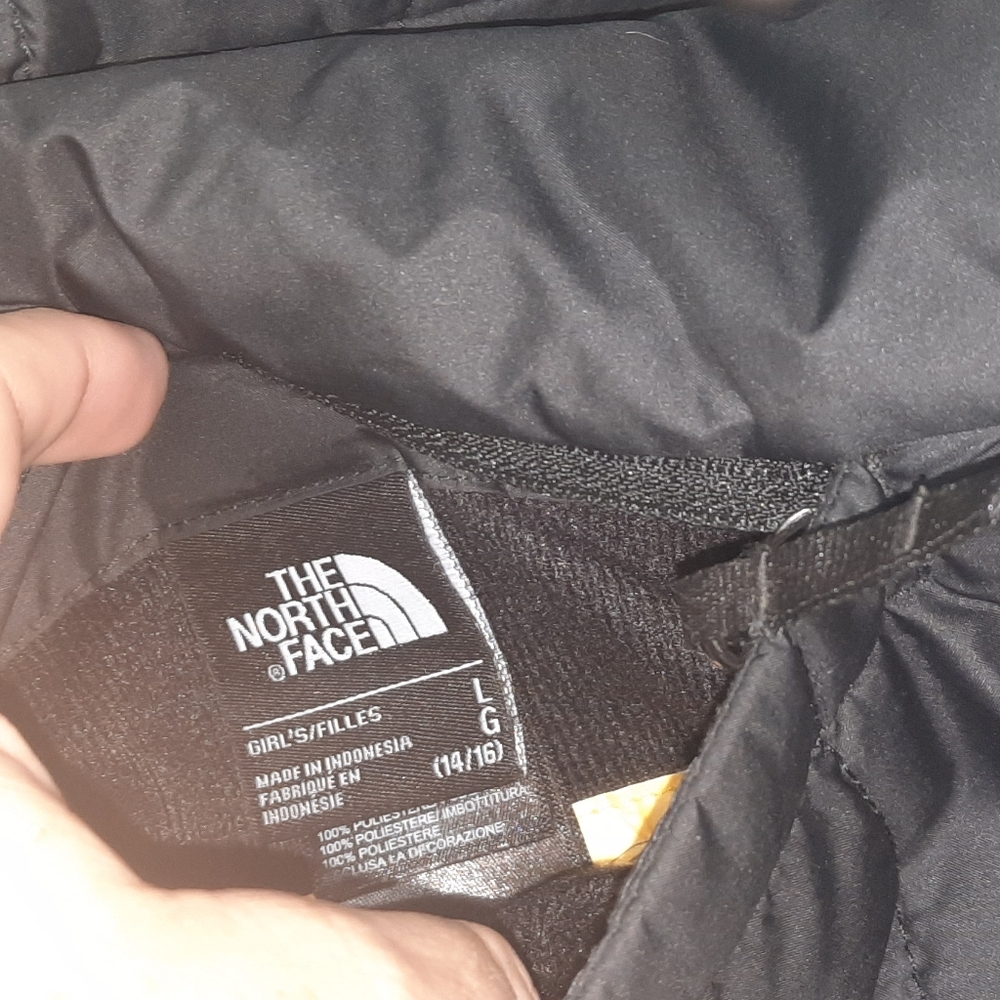 NORTH FACE Black Puffer Jacket Reversible High Pile Fleece Girls 14 16 Women S - Picture 7 of 12